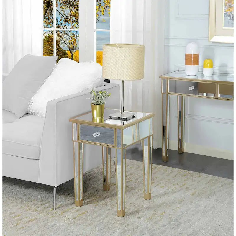 Table d'appoint à 1 tiroir avec miroir Gold Coast