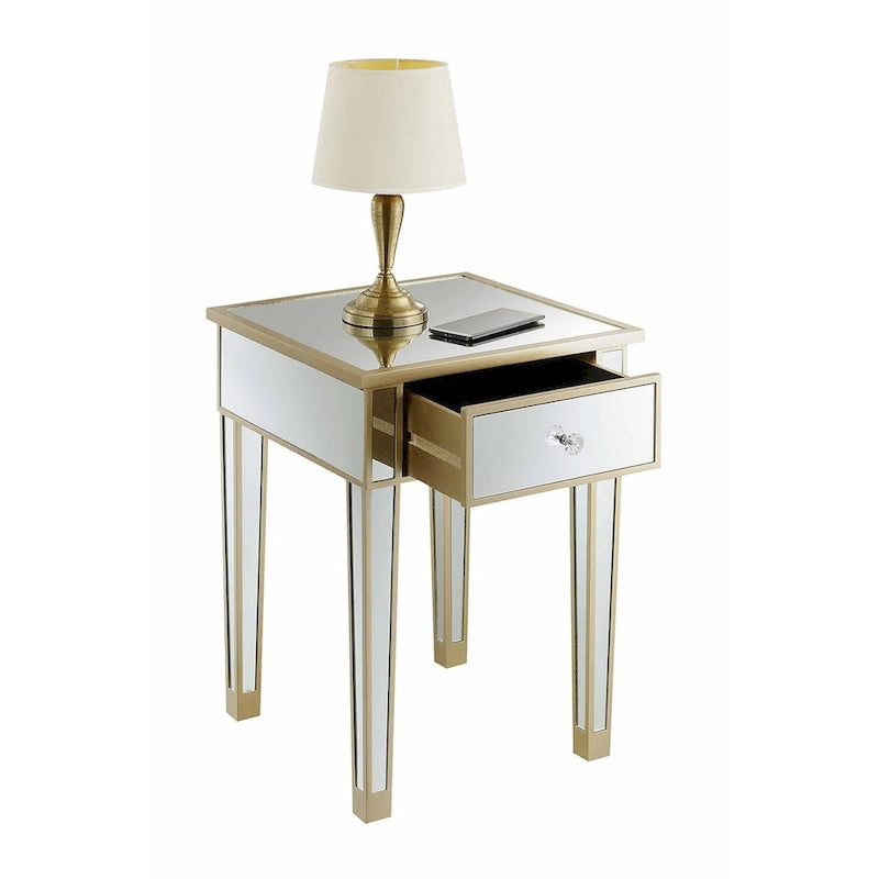 Table d'appoint à 1 tiroir avec miroir Gold Coast