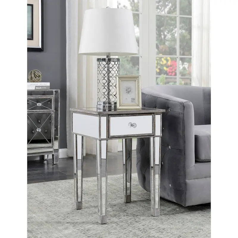 Table d'appoint à 1 tiroir avec miroir Gold Coast