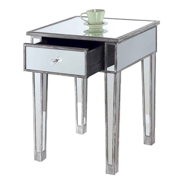 Table d'appoint à 1 tiroir avec miroir Gold Coast
