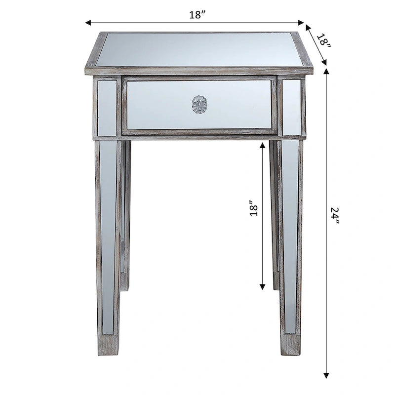 Table d'appoint à 1 tiroir avec miroir Gold Coast