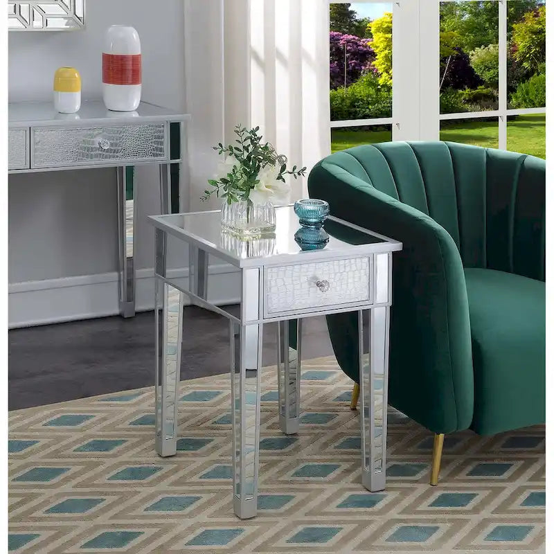 Table d'appoint à 1 tiroir avec miroir Gold Coast