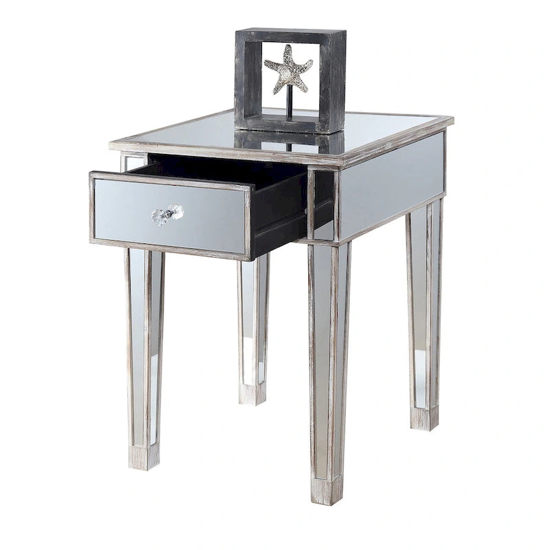 Table d'appoint à 1 tiroir avec miroir Gold Coast