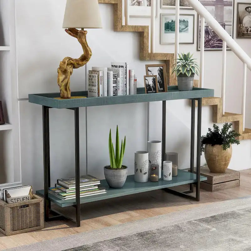 Damara Farmhouse 47-inch Metal 1-Shelf Sofa Table by  