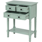 Console étroite avec trois tiroirs de rangement et une étagère inférieure