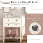 Console étroite avec trois tiroirs de rangement et une étagère inférieure