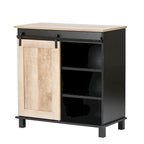 Cave à vin de rangement en bois composite noir et chêne – 82,5 H x 80 L x 40 P cm