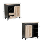 Cave à vin de rangement en bois composite noir et chêne – 82,5 H x 80 L x 40 P cm