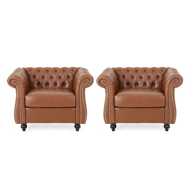 Fauteuils club traditionnels Chesterfield Silverdale (lot de 2) par