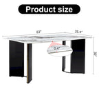 Table à manger rectangulaire en faux marbre blanc - Marbre blanc