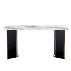 Table à manger rectangulaire en faux marbre blanc - Marbre blanc