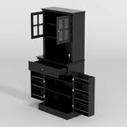 Buffet avec vaisselier, armoire de rangement de cuisine, buffet blanc