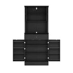 Buffet avec vaisselier, armoire de rangement de cuisine, buffet blanc