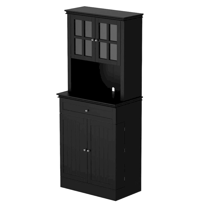 Buffet avec vaisselier, armoire de rangement de cuisine, buffet blanc