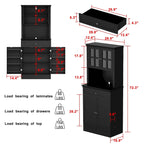 Buffet avec vaisselier, armoire de rangement de cuisine, buffet blanc