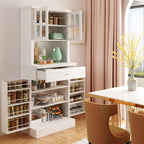 Buffet avec vaisselier, armoire de rangement de cuisine, buffet blanc