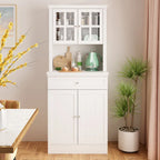 Buffet avec vaisselier, armoire de rangement de cuisine, buffet blanc