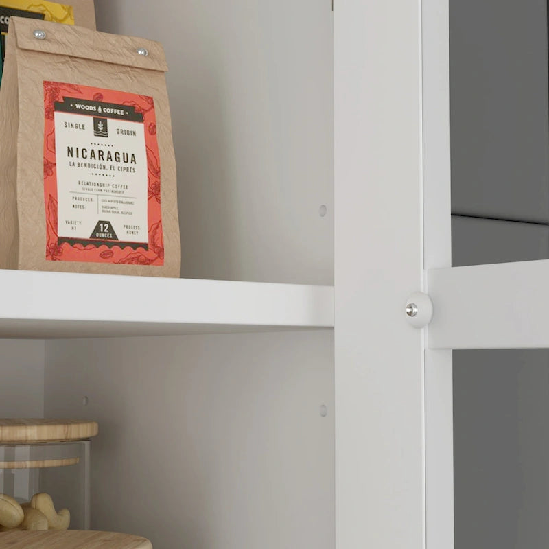 Buffet avec vaisselier, armoire de rangement de cuisine, buffet blanc