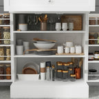 Buffet avec vaisselier, armoire de rangement de cuisine, buffet blanc