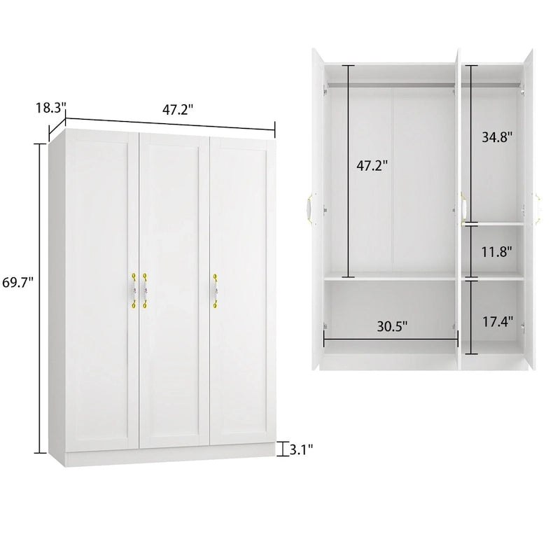 Grande Armoire/Penderie, 120 L x 177 H x 46,5 P cm