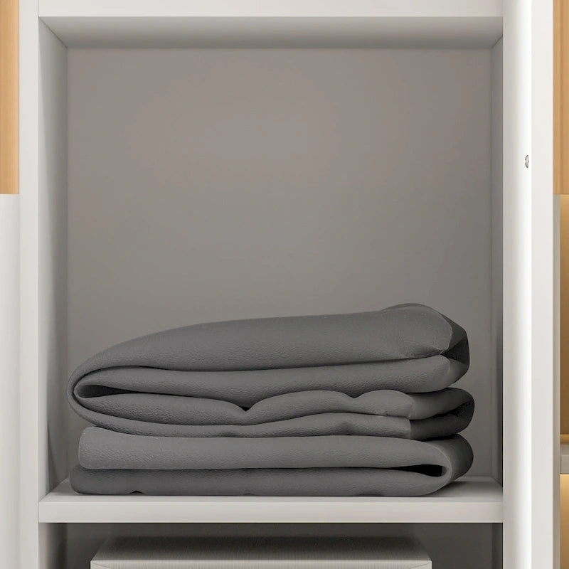 Armoire de rangement en bois avec 6 cubes de rangement et tringle à vêtements
