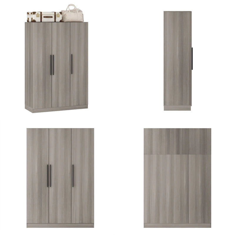 Armoire de rangement en bois avec 6 cubes de rangement et tringle à vêtements