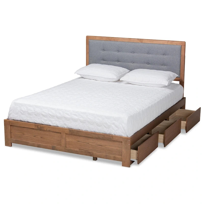 Lit de rangement Lene Mid-Century Modern 3 tiroirs