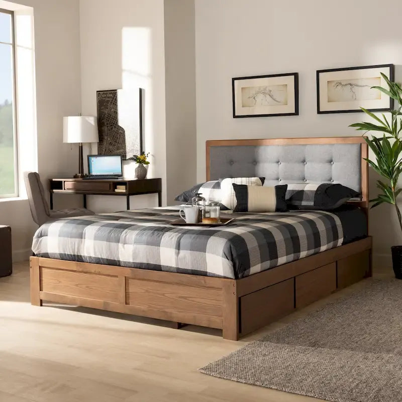Lit de rangement Lene Mid-Century Modern 3 tiroirs