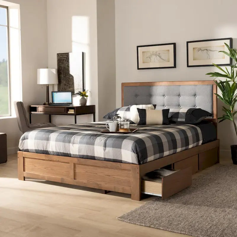 Lit de rangement Lene Mid-Century Modern 3 tiroirs