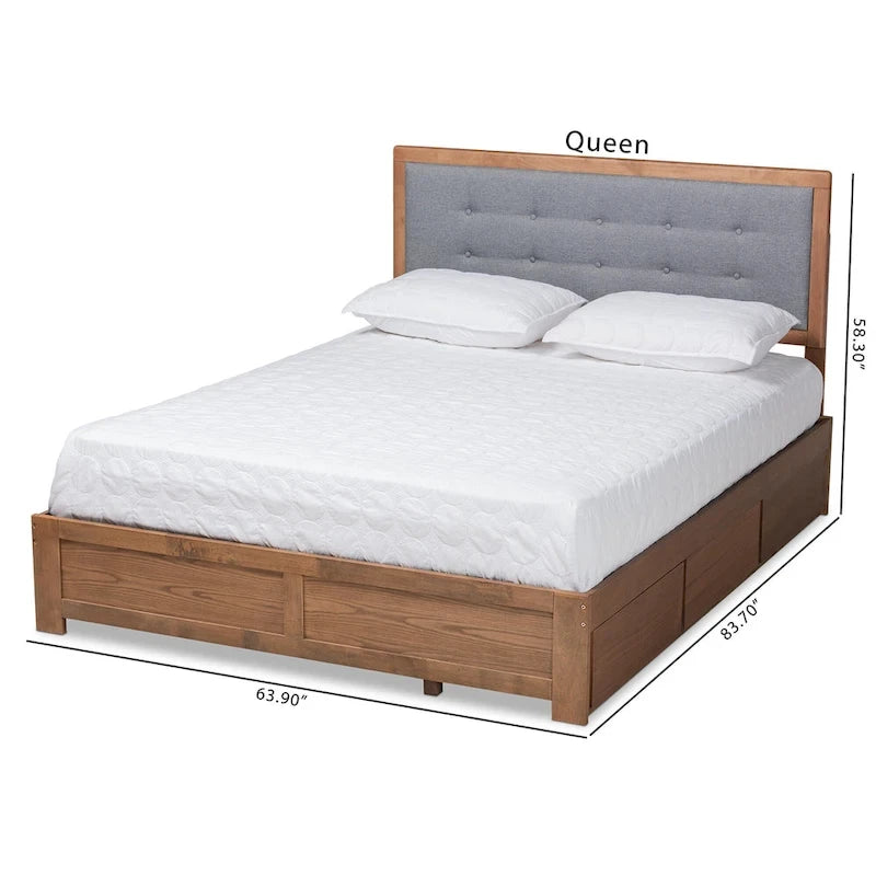 Lit de rangement Lene Mid-Century Modern 3 tiroirs