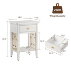 Table d'appoint blanche vieillie COSIEST avec tiroir - 14P x 18L x 26,4H