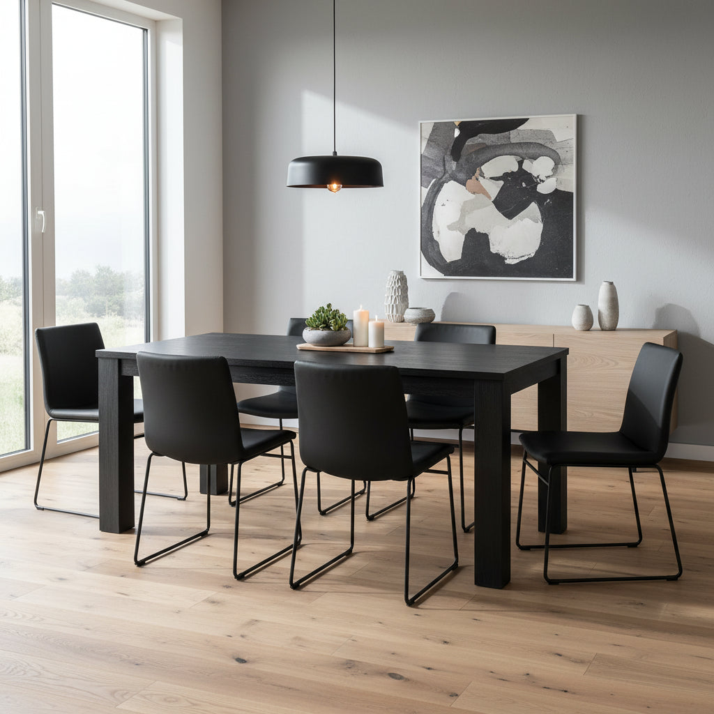 Table de salle à manger rectangulaire de 75 po avec pieds carrés