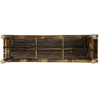 Banc pliant artisanal de style japonais en bambou foncé de 4 pieds - 47,00 l x 14,00 P x 15,75 H