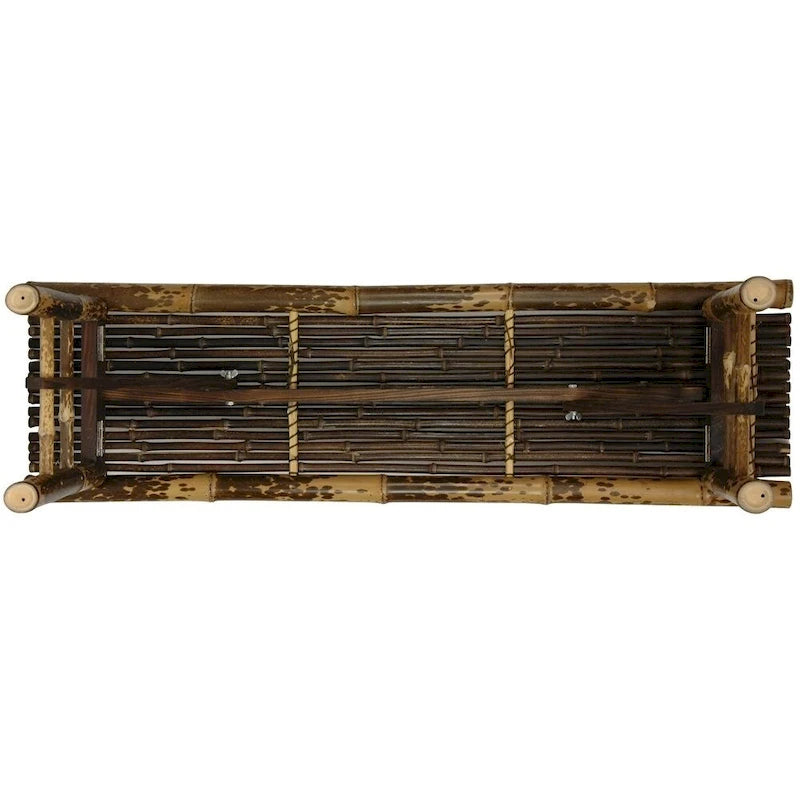Banc pliant artisanal de style japonais en bambou foncé de 4 pieds - 47,00 l x 14,00 P x 15,75 H