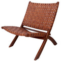  Brown Basket Weave Leather Lounge Chair