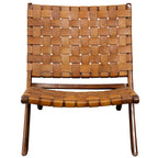 Fauteuil en cuir tressé marron