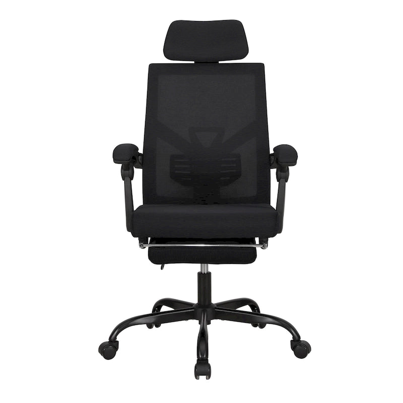 Chaise de bureau ergonomique pivotante en maille avec repose-pieds