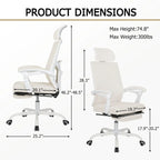 Chaise de bureau ergonomique pivotante en maille avec repose-pieds