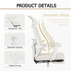 Chaise de bureau ergonomique pivotante en maille avec repose-pieds