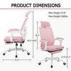 Chaise de bureau ergonomique pivotante en maille avec repose-pieds