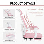 Chaise de bureau ergonomique pivotante en maille avec repose-pieds