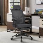 Chaise de bureau ergonomique pivotante en maille avec repose-pieds