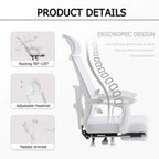 Chaise de bureau ergonomique pivotante en maille avec repose-pieds
