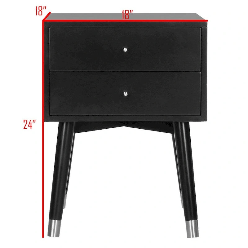 Table de chevet à 2 tiroirs Dobrita de style Mid-Century Modern