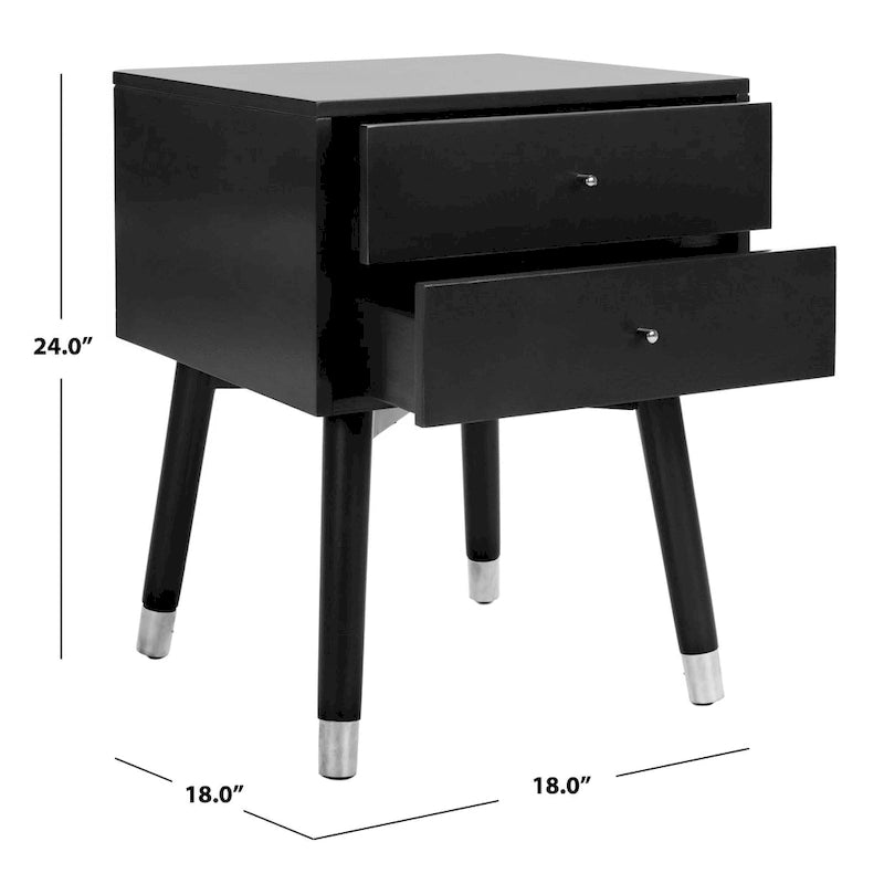 Table de chevet à 2 tiroirs Dobrita de style Mid-Century Modern