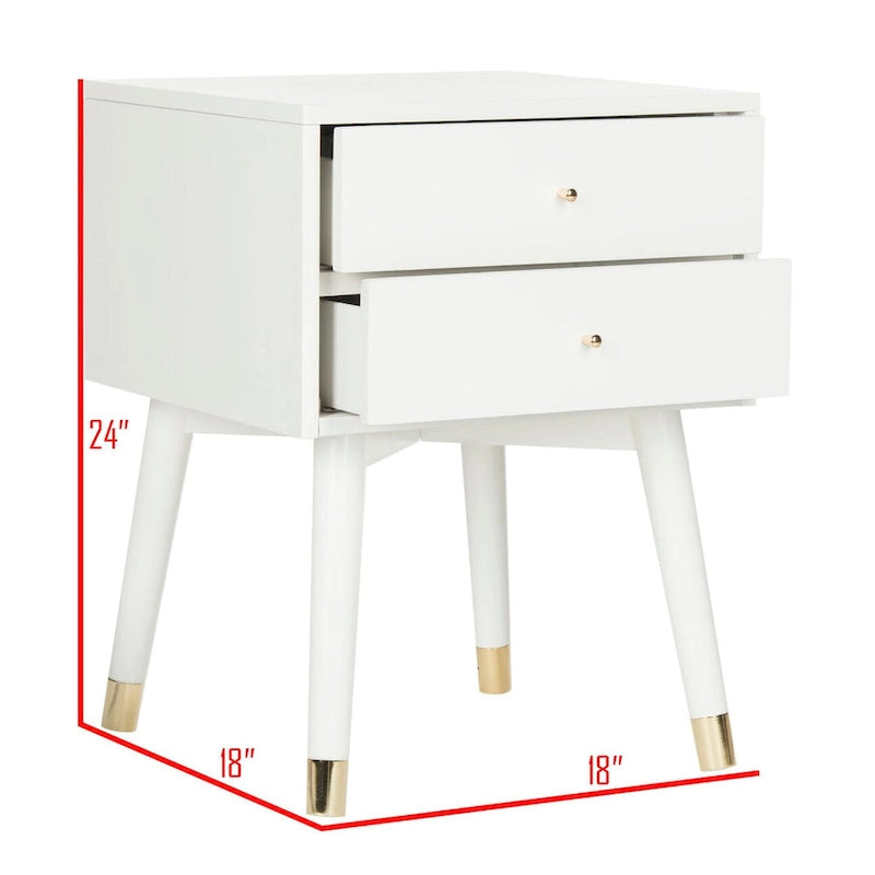 Table de chevet à 2 tiroirs Dobrita de style Mid-Century Modern