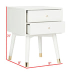 Table de chevet à 2 tiroirs Dobrita de style Mid-Century Modern