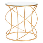 Table d'appoint Treasures Jeanine à plateau doré/blanc - 20 x 20 x 21,2 - 20 larg. x 20 prof. x 21 haut.