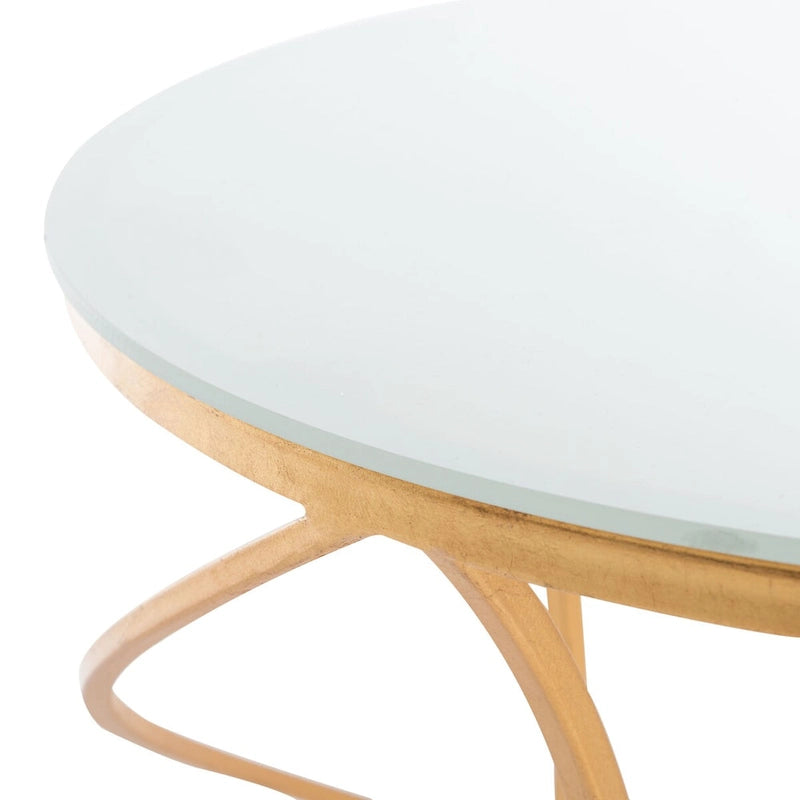 Table d'appoint Treasures Jeanine à plateau doré/blanc - 20 x 20 x 21,2 - 20 larg. x 20 prof. x 21 haut.
