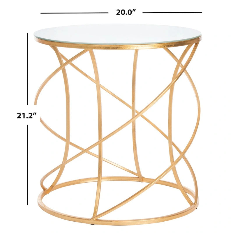 Table d'appoint Treasures Jeanine à plateau doré/blanc - 20 x 20 x 21,2 - 20 larg. x 20 prof. x 21 haut.